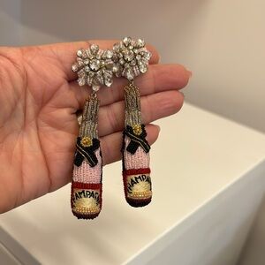 Champagne Bottle Earrings with Floral Studs